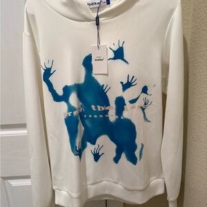 New White and Blue Men's Sweatshirt